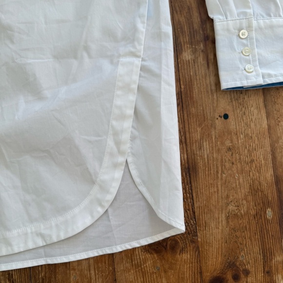 J.McLaughlin‎ Ermine Cotton Stretch Contrast Poplin Button White Blouse S NWOT - Picture 6 of 14